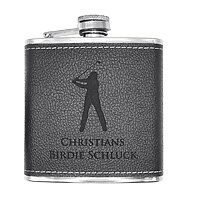 Schwarzer Flachmann mit Gravur Birdie Schluck