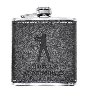Schwarzer Flachmann mit Gravur Birdie Schluck