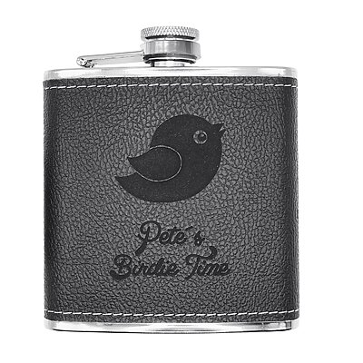 Flasque de golf Birdie Time noire avec nom