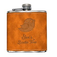 Birdie Time Golf Flachmann cognacbraun mit Namen