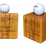Pokal Eichenwürfel mit Golfball