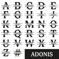 Schriftart ADONIS für Namensgravur auf Flachmann