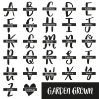 Schriftart GARDEN GROWN für Namensgravur auf Flachmann