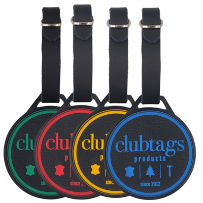 LeatherLine clubtags Golf Bagtag aus Metall mit Lederlogo