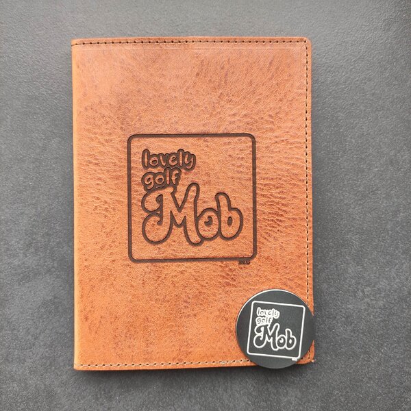 Scorekartenmappe Cognac Leder mit Logo