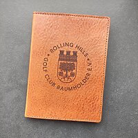 Scorekartenmappe Cognac Leder mit Logo