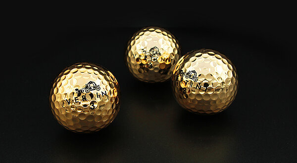 clubtags goldener Golfball 24 Karat vergoldet, spielbar.