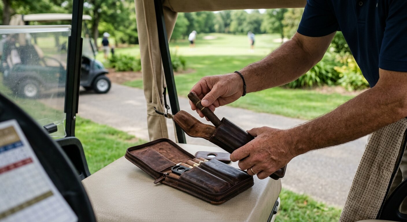 Zigarrenetui im Golfcart