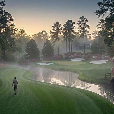 Golfer im Morgendunst