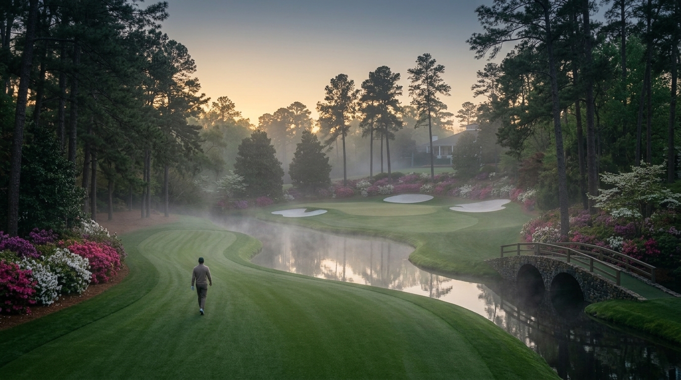 Golfer im Morgendunst