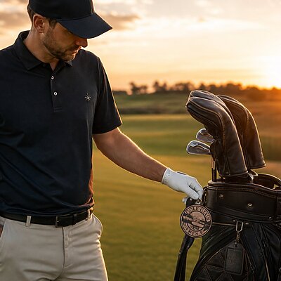 Golfer mit Logo-Bagtag