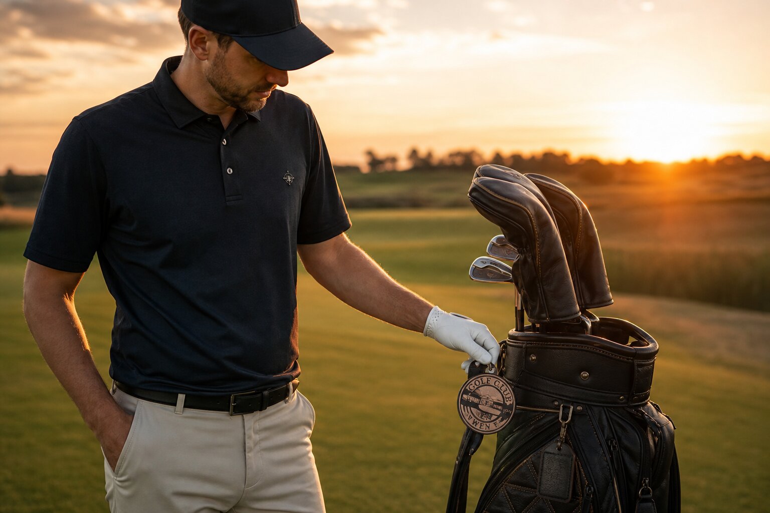 Golfer mit Logo-Bagtag